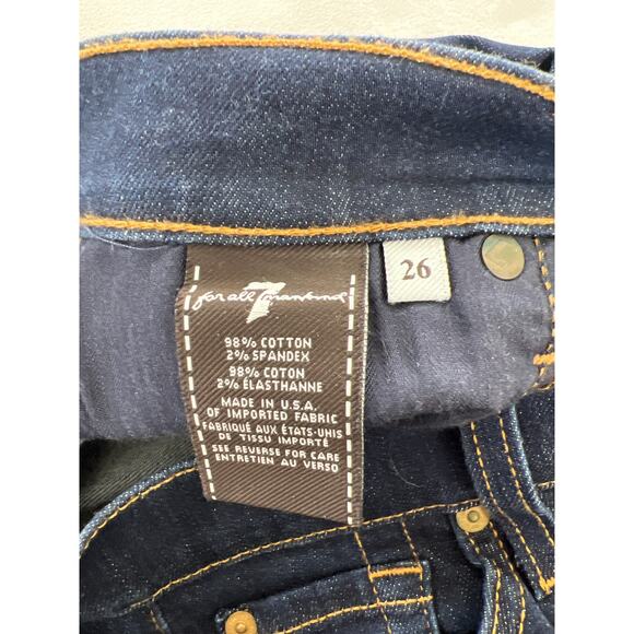 7 For All Mankind Jeans Slim Straight Cigarette Leg Dark Wash Womens 26 - Picture 5 of 7